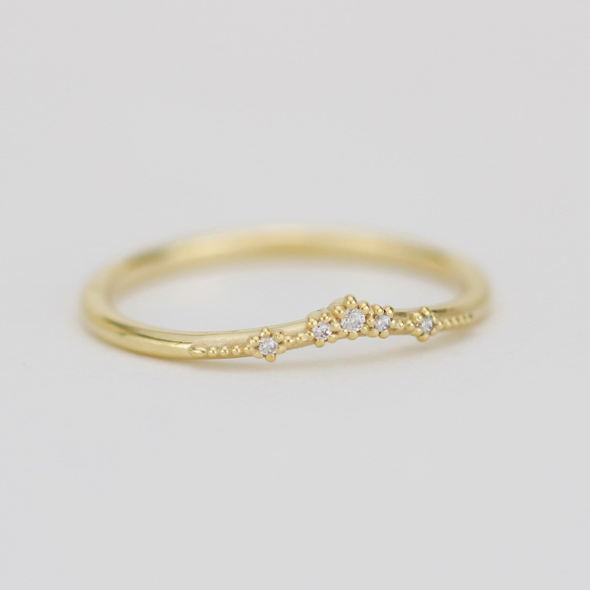 Wedding set rings delicate, wedding ring set white gold, 18k gold engagement ring and wedding band set |R 323-327WD