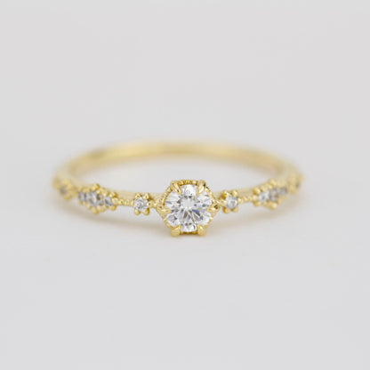 Wedding set rings delicate, wedding ring set white gold, 18k gold engagement ring and wedding band set |R 323-327WD