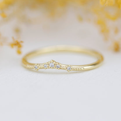 18k gold ring set with black diamond and diamond wedding band, Sophisticated Wedding Set