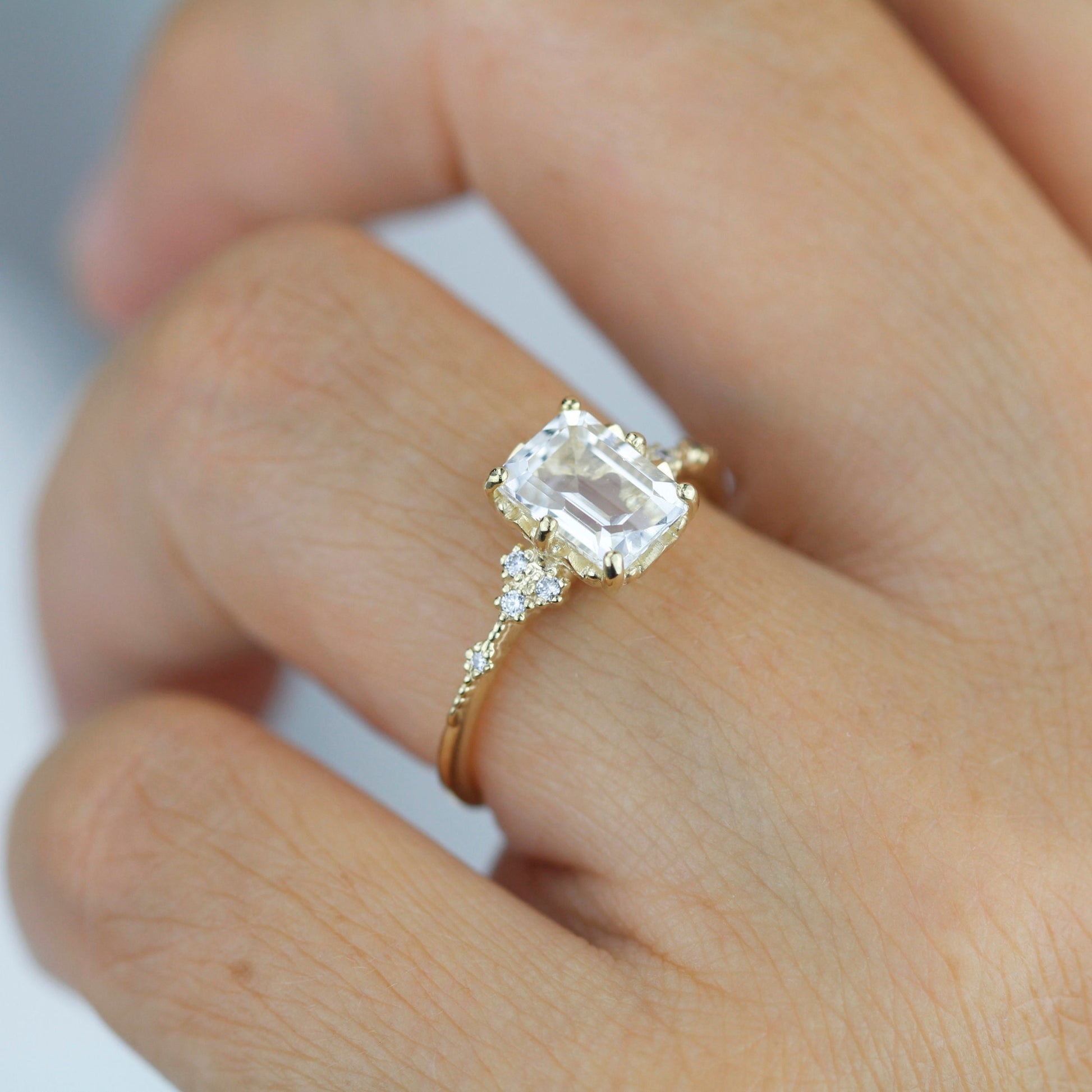 Emerald cut moissanite engagement ring, certified moissanite ring, 2 carat moissanite ring | R 348MOISS