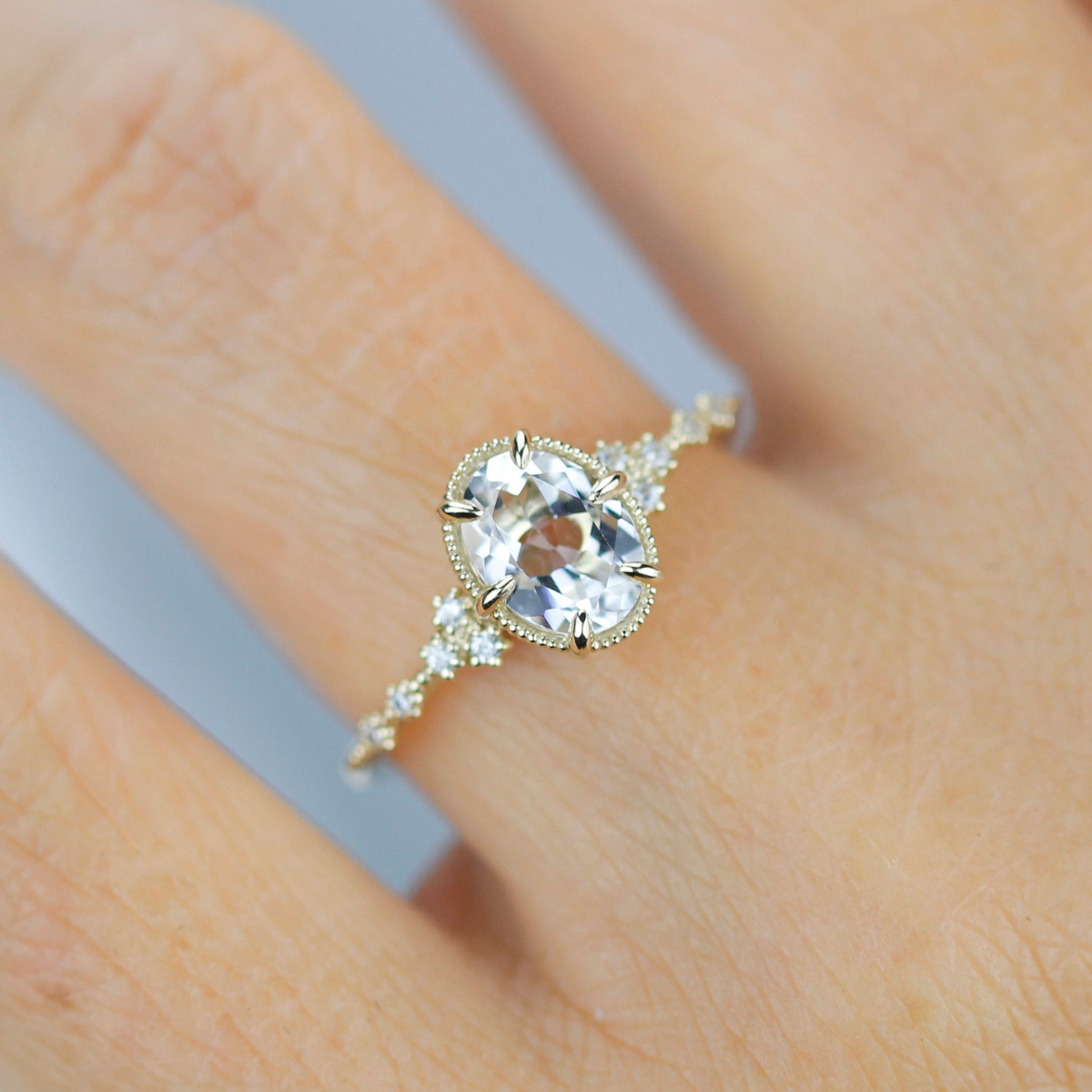 Oval moissanite engagement ring, moissanite yellow gold ring, moissanite gold ring, 1.5 carat moissanite ring