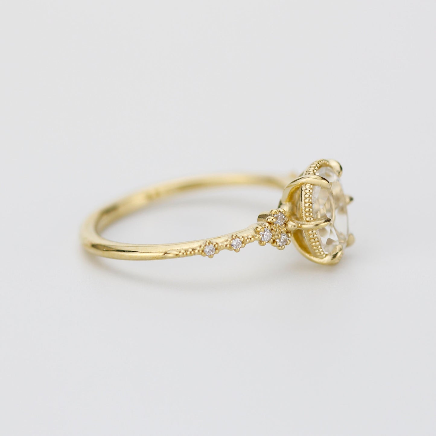 Oval moissanite engagement ring, moissanite yellow gold ring, moissanite gold ring, 1.5 carat moissanite ring