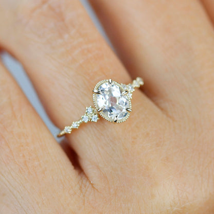 Oval moissanite engagement ring, moissanite yellow gold ring, moissanite gold ring, 1.5 carat moissanite ring