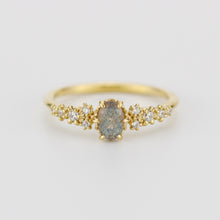 Load image into Gallery viewer, Oval Labradorite and Diamond engagement ring, Gold ring Labradorite, 18k gold ring, simple diamond ring