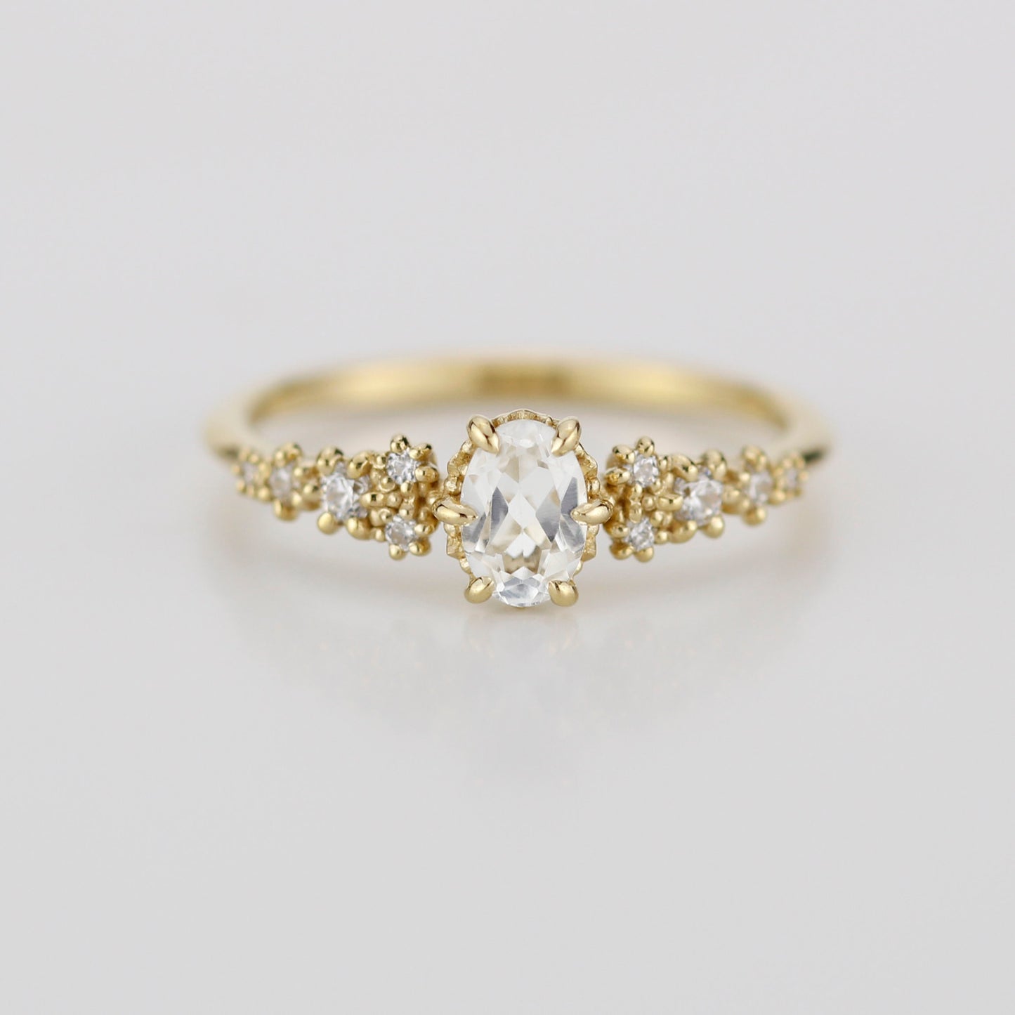 Simple Diamond engagement ring, oval topaz ring, oval engagement ring, 18k gold ring, simple diamond ring