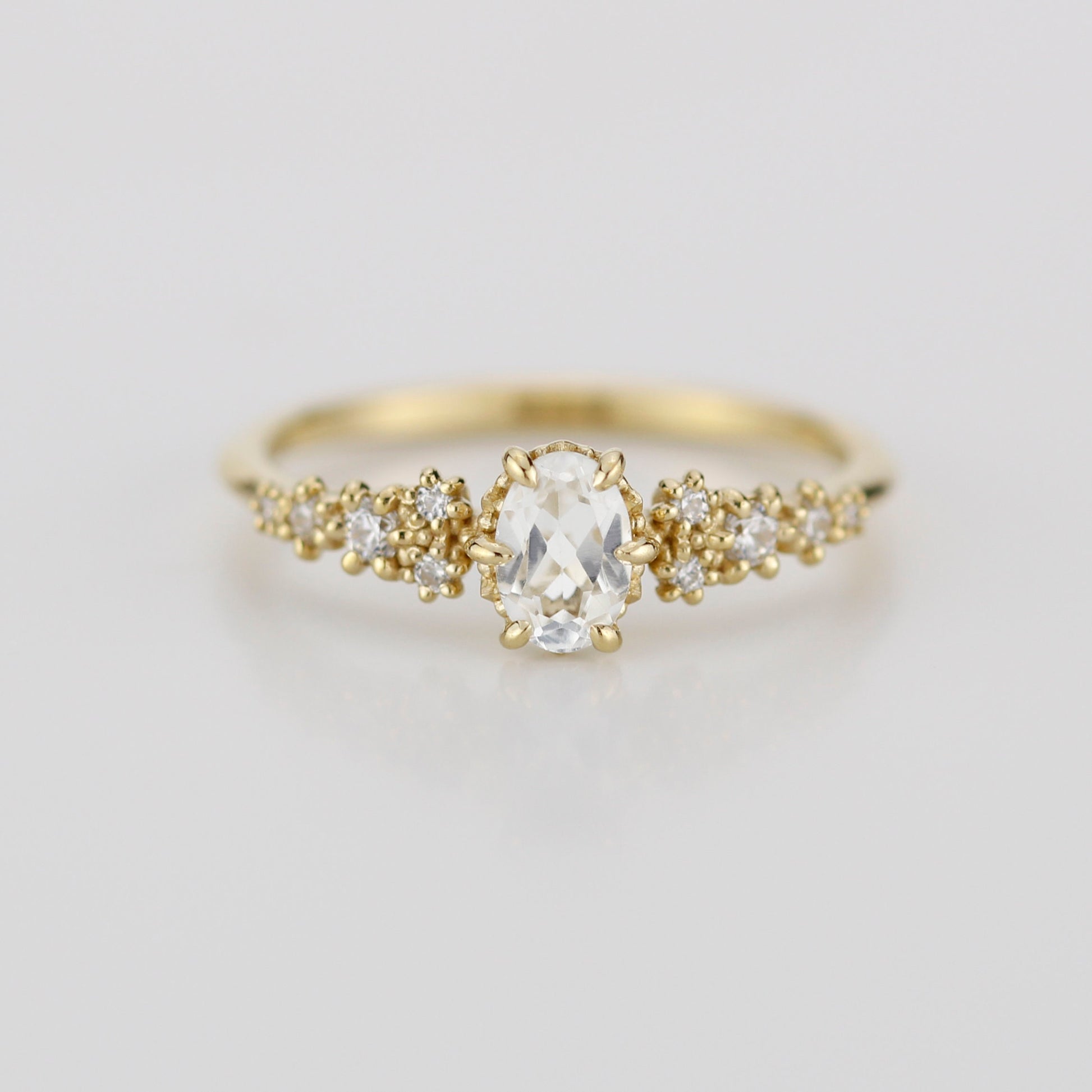 Simple Diamond engagement ring, oval topaz ring, oval engagement ring, 18k gold ring, simple diamond ring