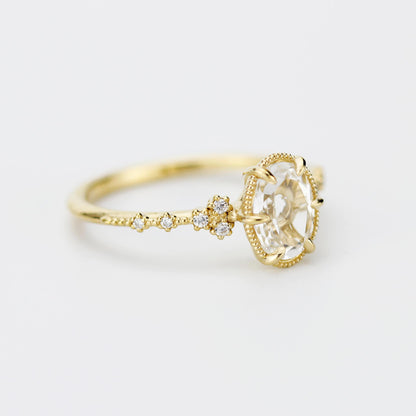 White topaz engagement ring, oval diamond engagement ring, 6 prong oval ring, classy engagement ring