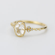 Load image into Gallery viewer, White topaz engagement ring, oval diamond engagement ring, 6 prong oval ring, classy engagement ring