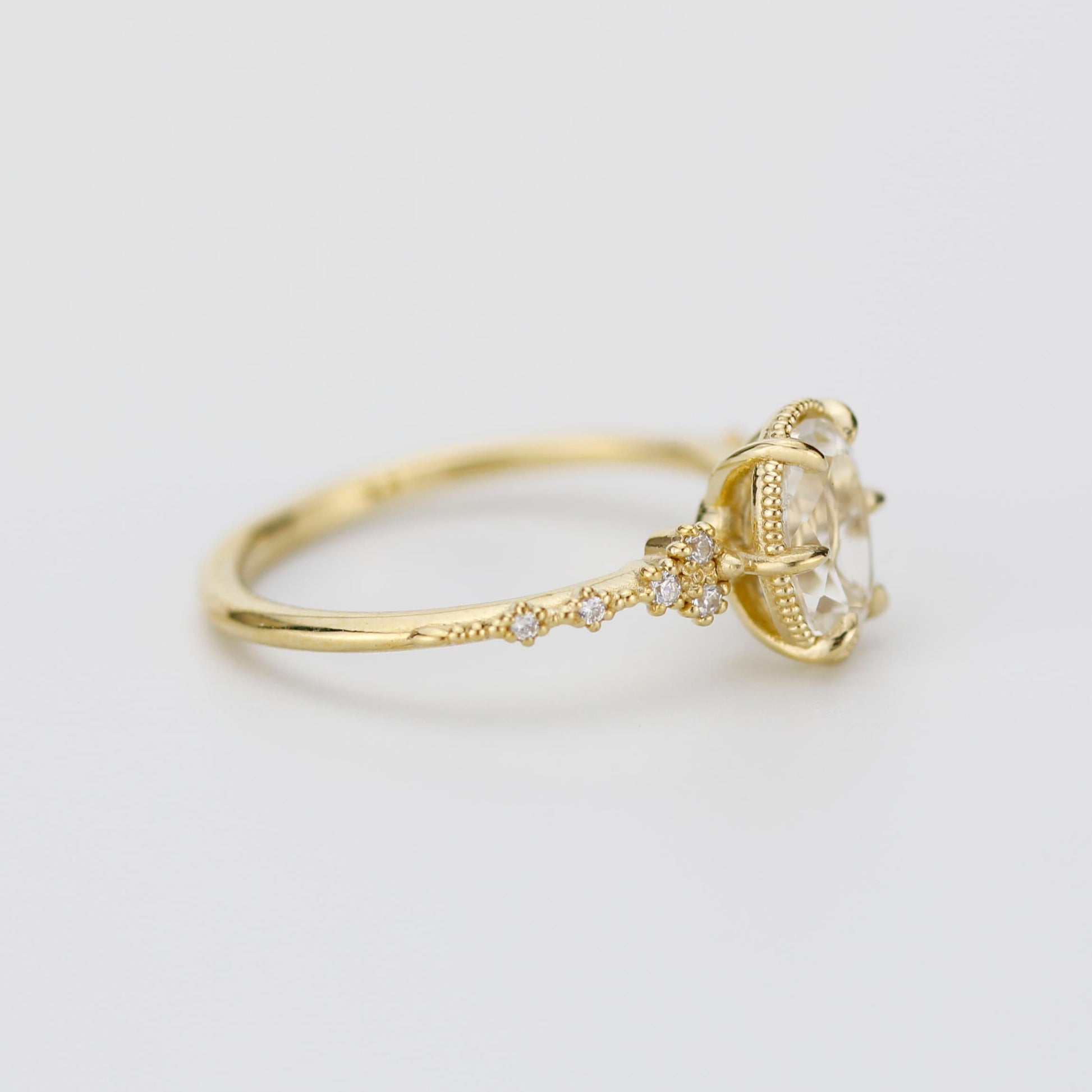 White topaz engagement ring, oval diamond engagement ring, 6 prong oval ring, classy engagement ring