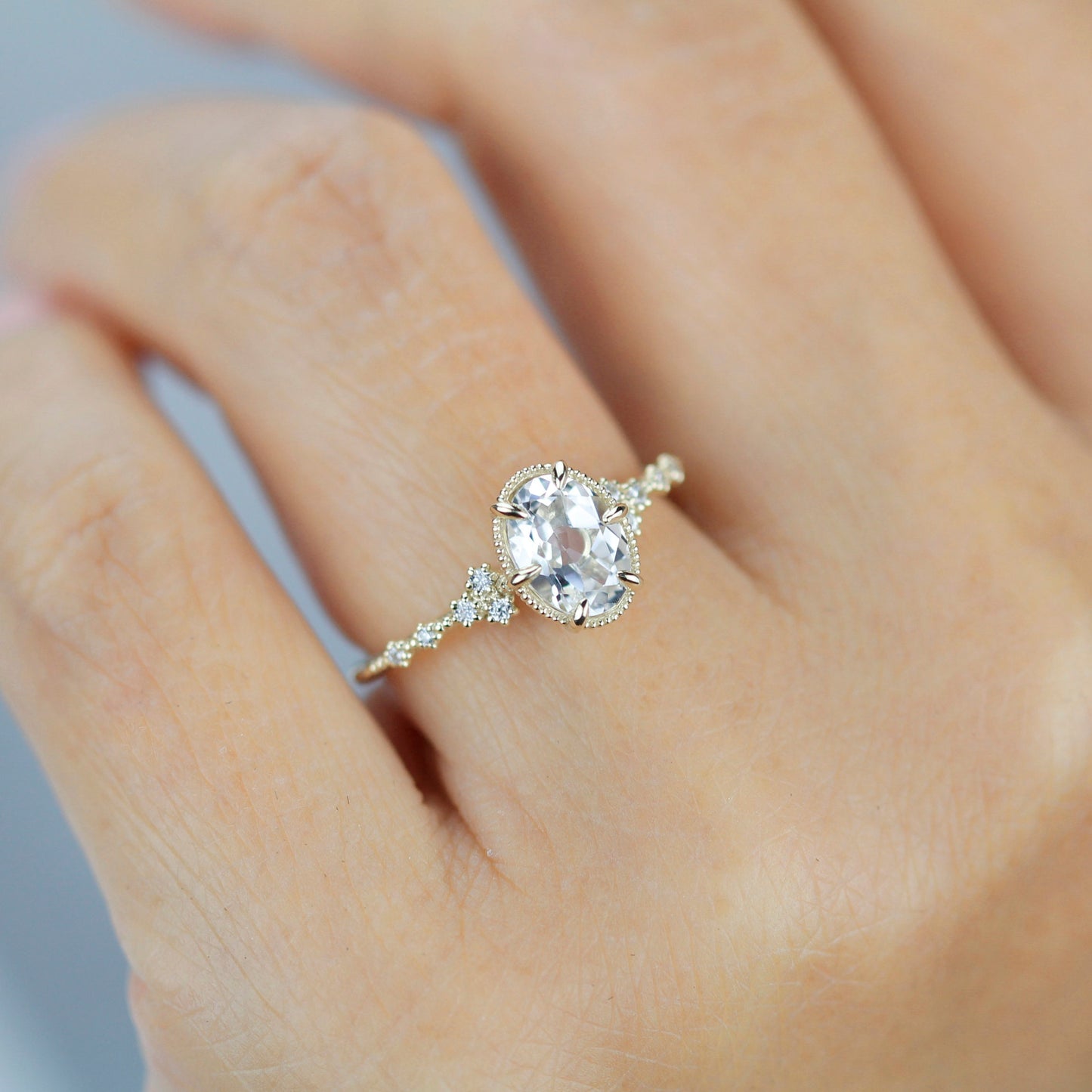 Oval moissanite engagement ring, moissanite yellow gold ring, moissanite gold ring, 1.5 carat moissanite ring