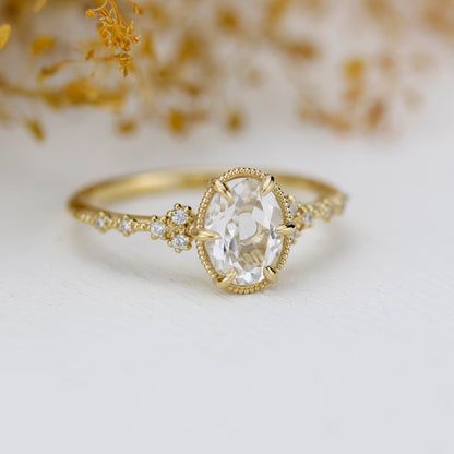 Oval moissanite engagement ring, moissanite yellow gold ring, moissanite gold ring, 1.5 carat moissanite ring
