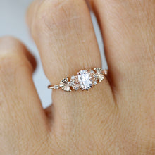 Load image into Gallery viewer, art nouveau engagement ring, oval Moissanite and diamond engagement ring, Vintage Style Art Nouveau Ring