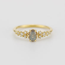 Load image into Gallery viewer, Oval Labradorite and Diamond engagement ring, Gold ring Labradorite, 18k gold ring, simple diamond ring
