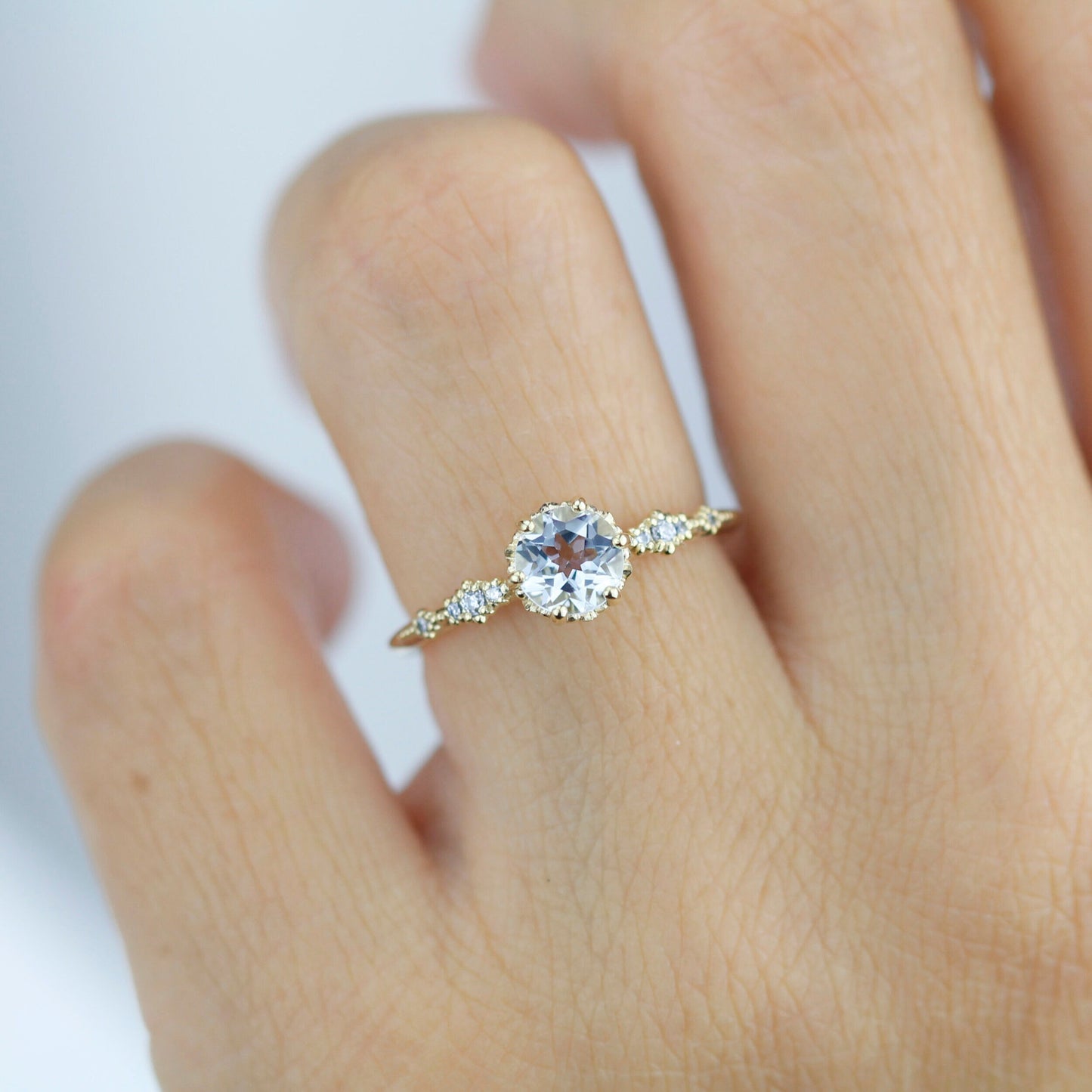 aquamarine and diamond engagement ring