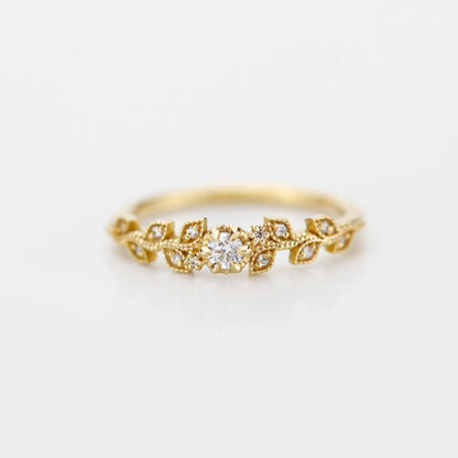Nature inspired engagement ring, vintage style engagement ring, vintage style ring, art nouveau ring