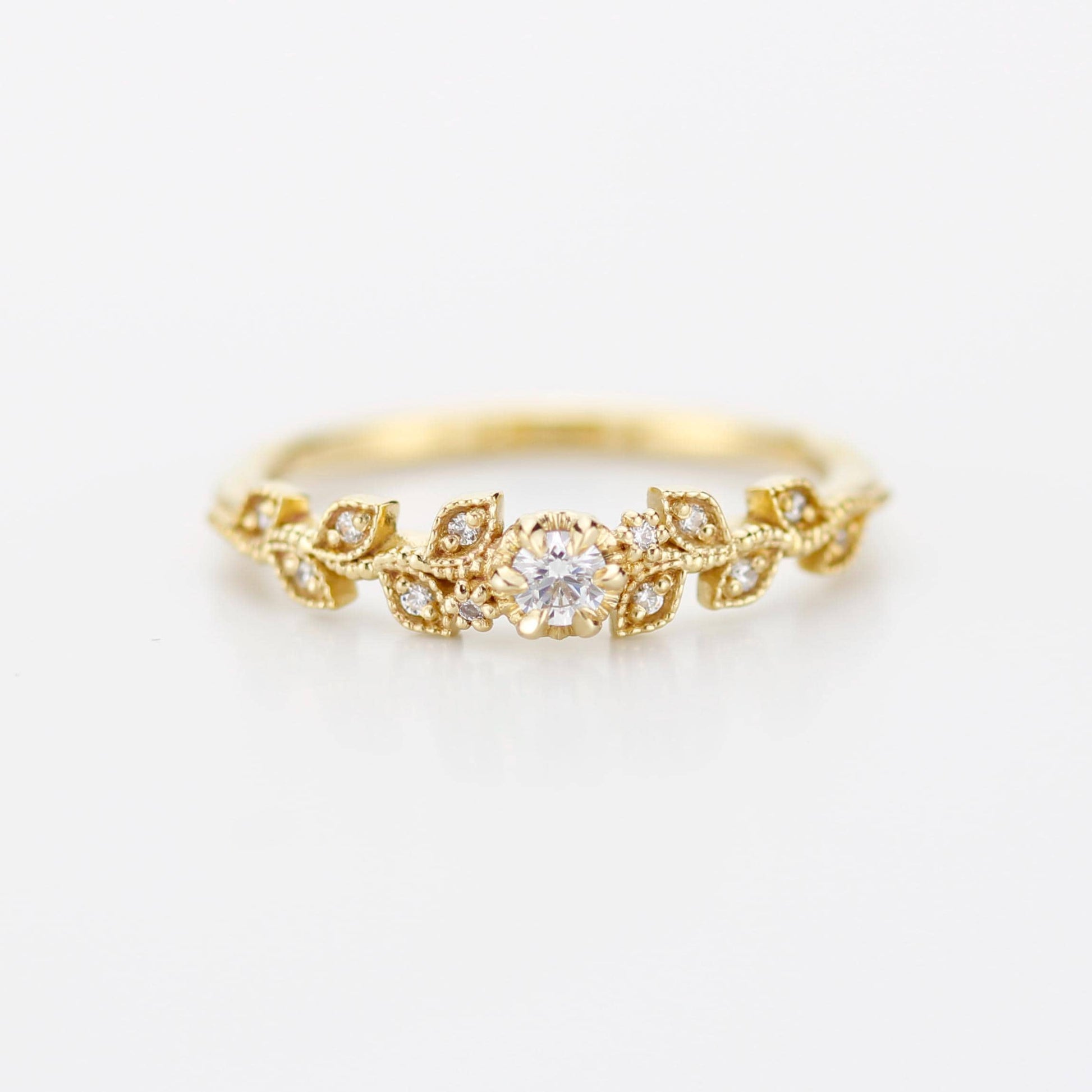 Nature inspired engagement ring, vintage style engagement ring, vintage style ring, art nouveau ring