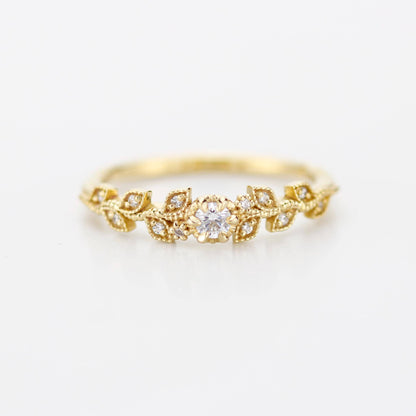 Nature inspired engagement ring, vintage style engagement ring, vintage style ring, art nouveau ring