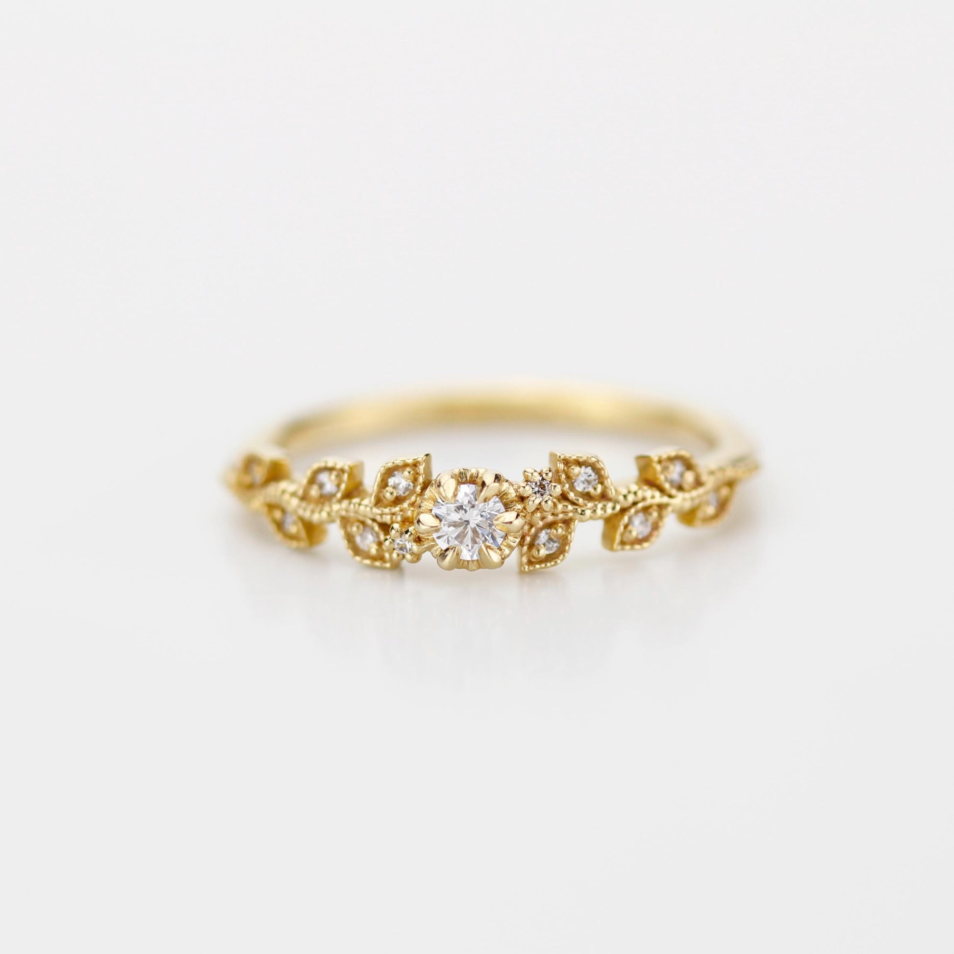 Nature inspired engagement ring, vintage style engagement ring, vintage style ring, art nouveau ring
