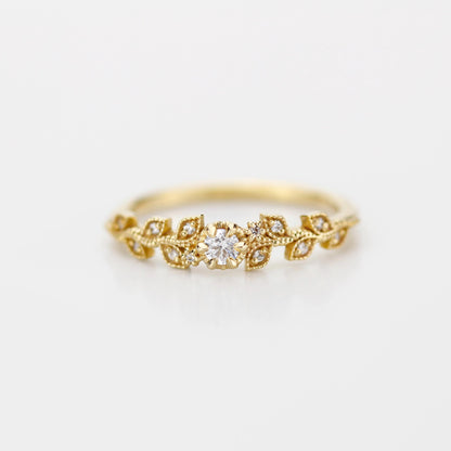 Nature inspired engagement ring, vintage style engagement ring, vintage style ring, art nouveau ring