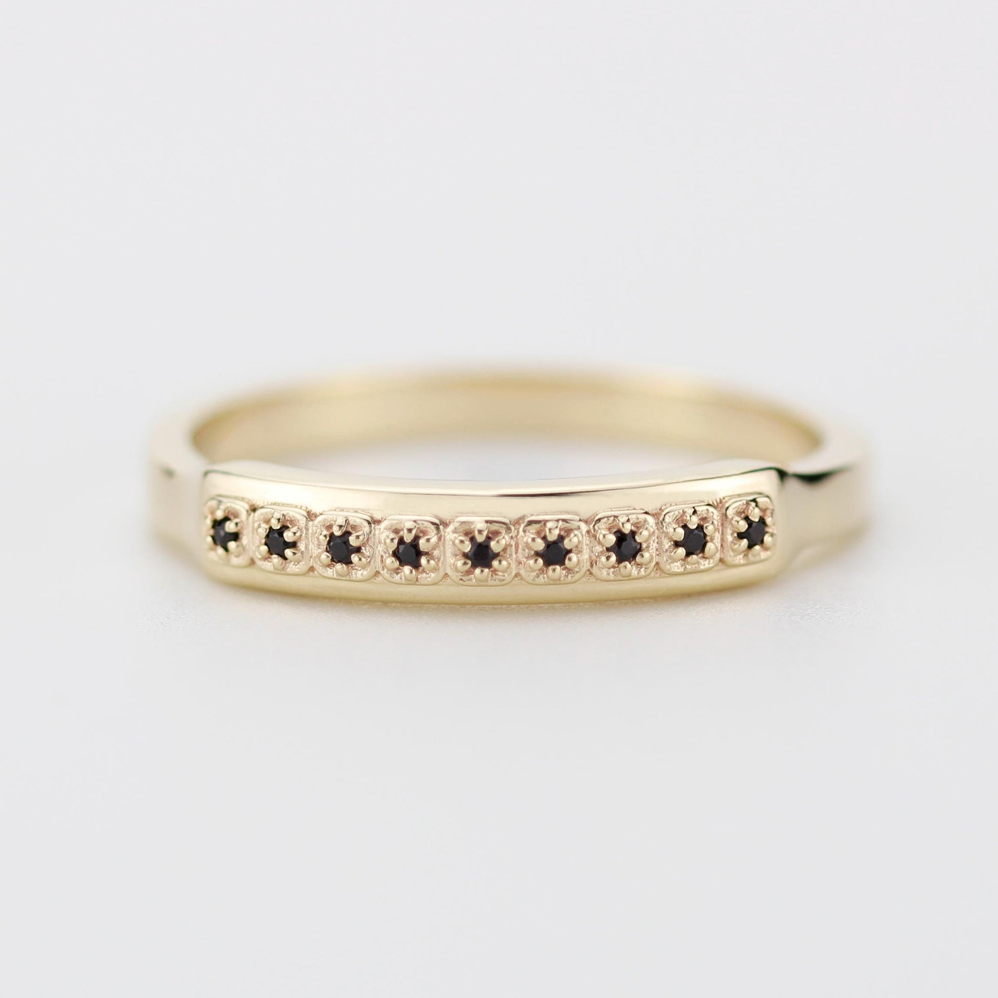 Unique 18K Solid Gold Mens Eternity Ring with Diamond, Handcrafted in Italy