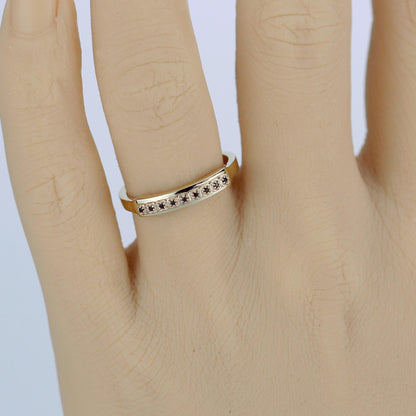 Unique 18K Solid Gold Mens Eternity Ring with Diamond, Handcrafted in Italy