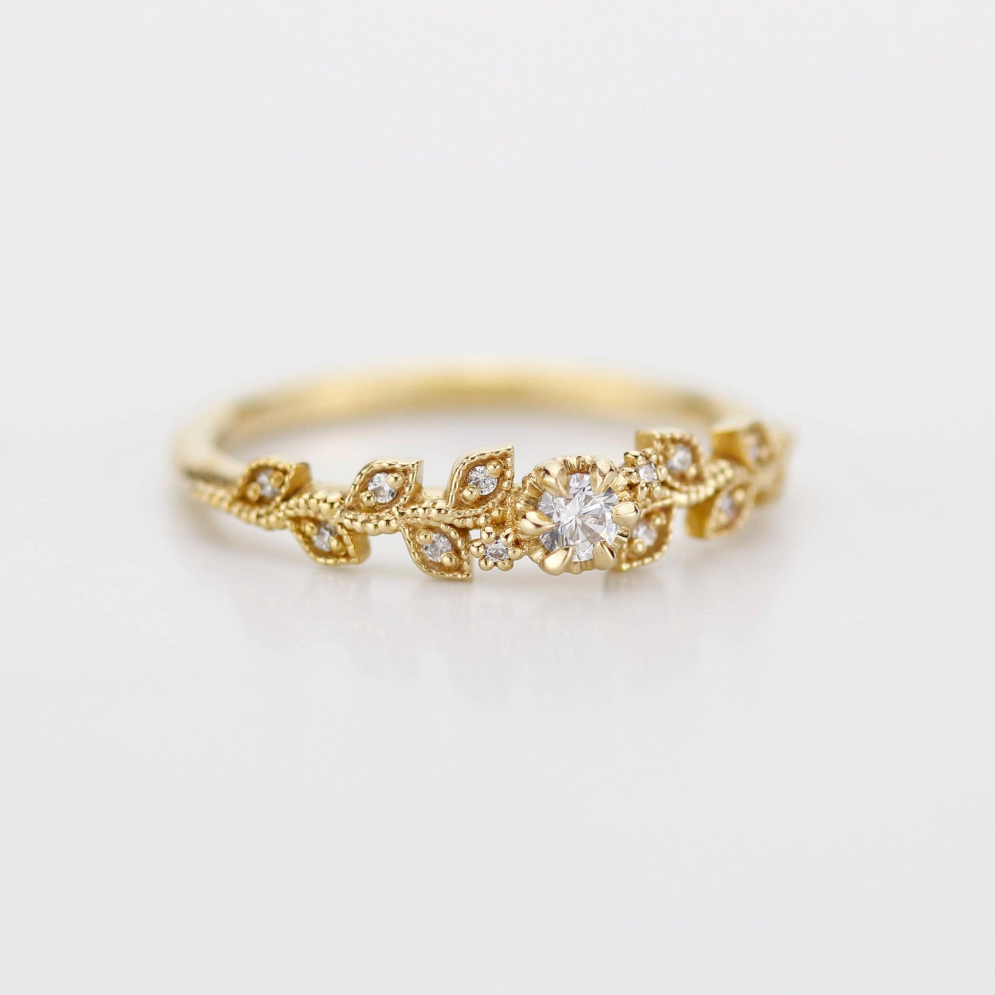 Nature inspired engagement ring, vintage style engagement ring, vintage style ring, art nouveau ring