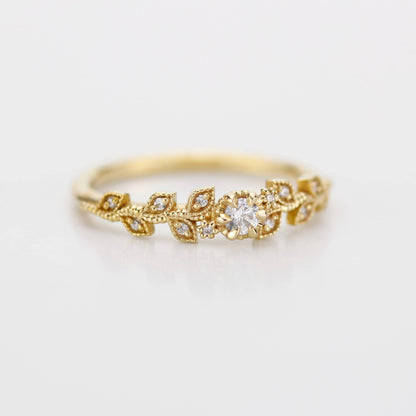 Nature inspired engagement ring, vintage style engagement ring, vintage style ring, art nouveau ring