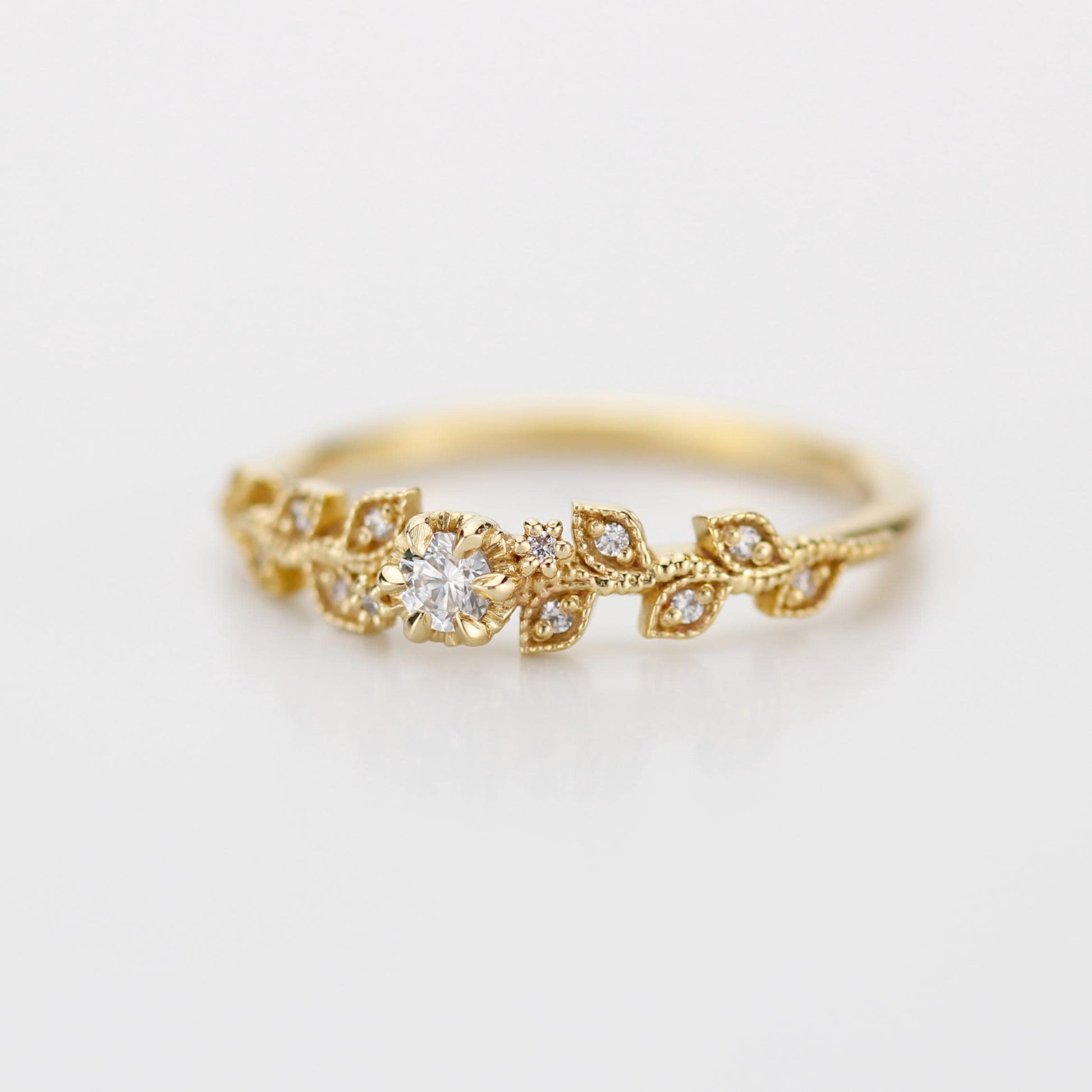 Nature inspired engagement ring, vintage style engagement ring, vintage style ring, art nouveau ring