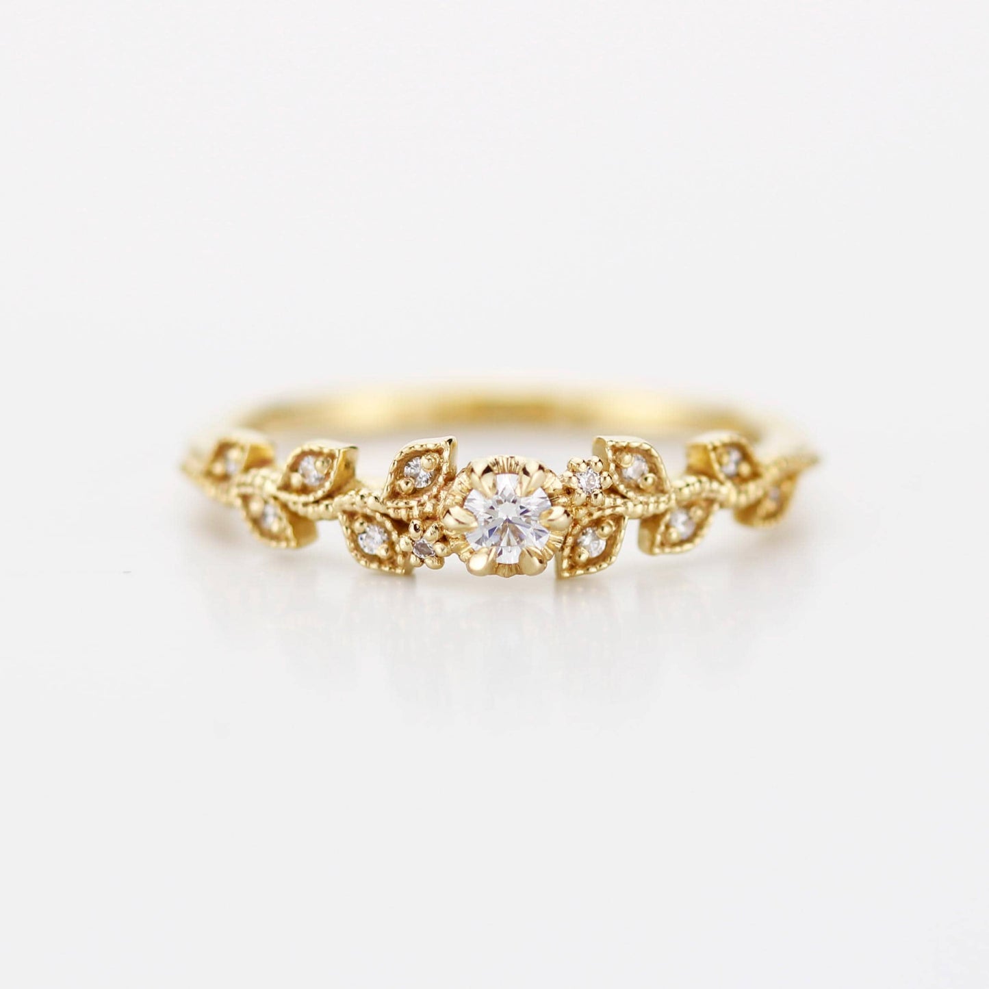 Nature inspired engagement ring, vintage style engagement ring, vintage style ring, art nouveau ring
