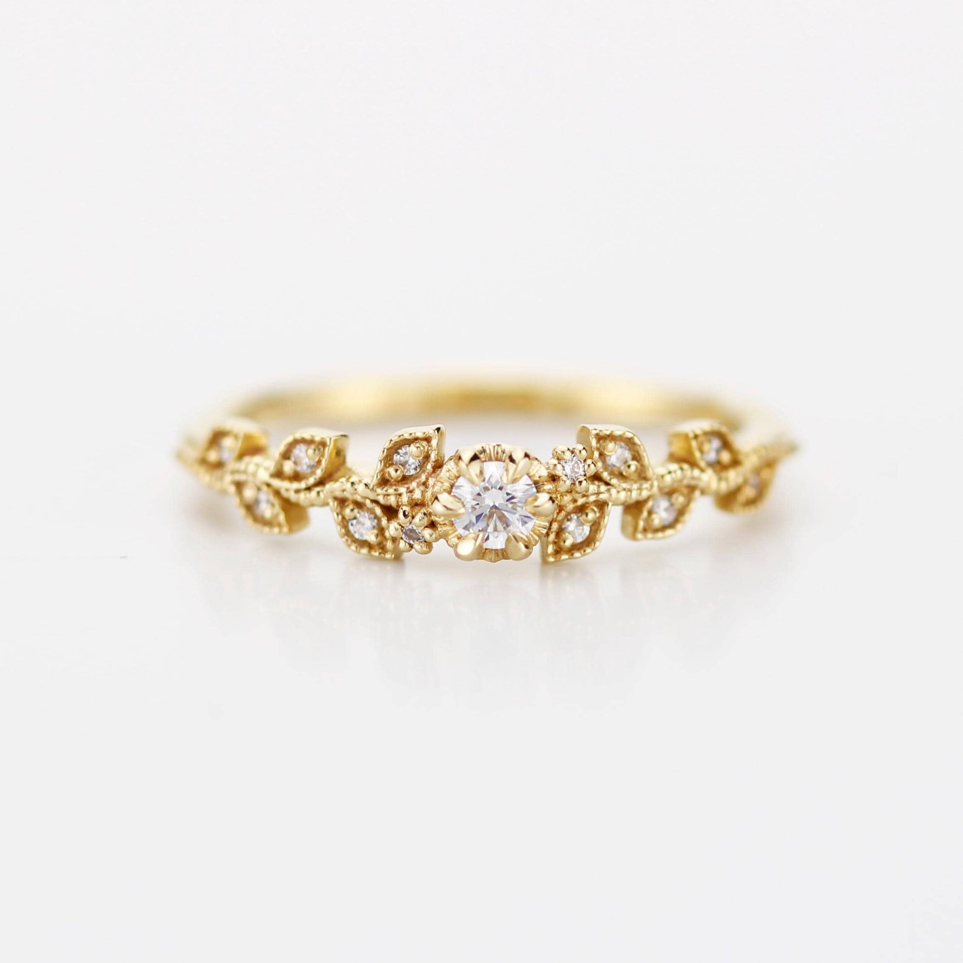 Nature inspired engagement ring, vintage style engagement ring, vintage style ring, art nouveau ring