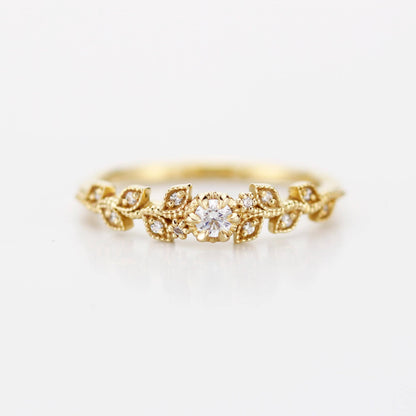 Nature inspired engagement ring, vintage style engagement ring, vintage style ring, art nouveau ring