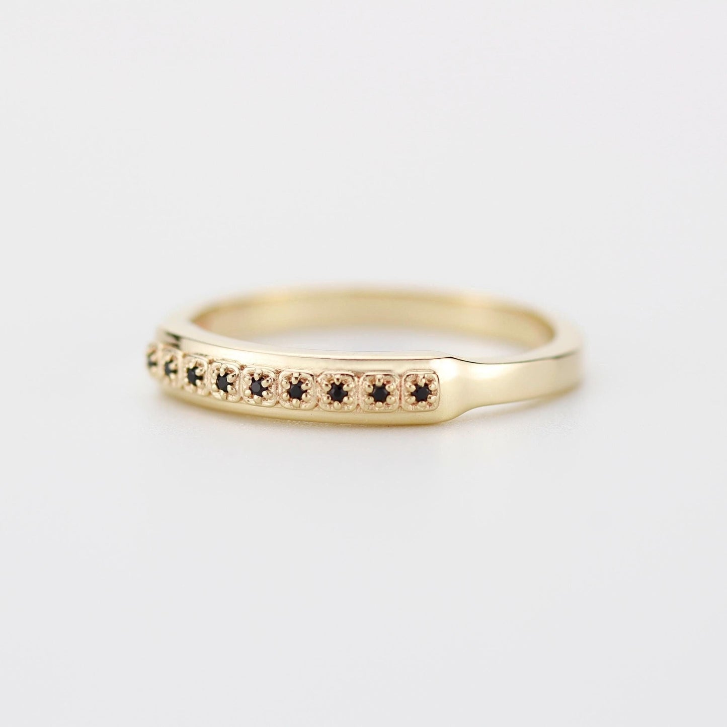 Unique 18K Solid Gold Mens Eternity Ring with Diamond, Handcrafted in Italy