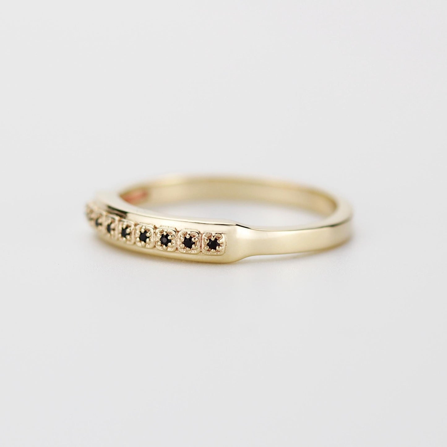 Unique 18K Solid Gold Mens Eternity Ring with Diamond, Handcrafted in Italy
