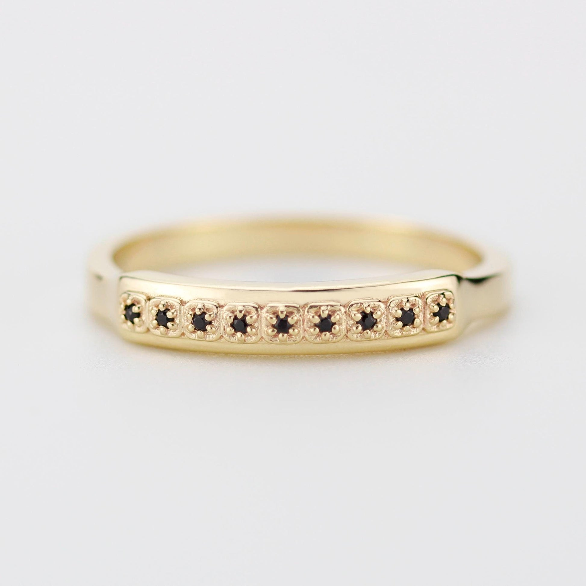 Unique 18K Solid Gold Mens Eternity Ring with Diamond, Handcrafted in Italy
