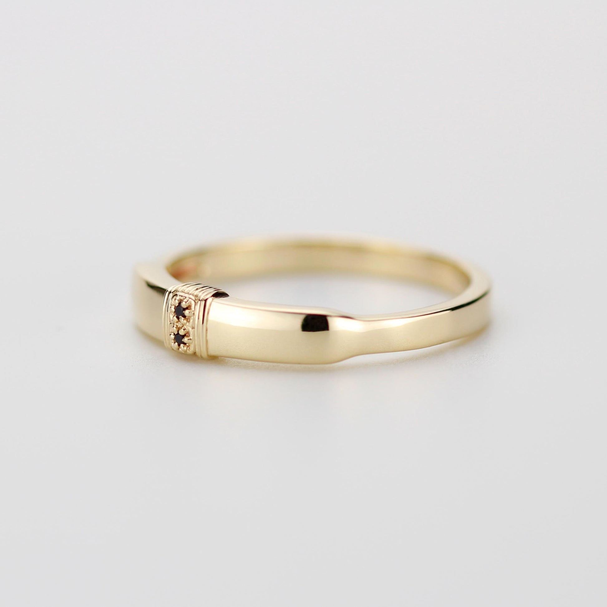 Handcrafted Black Diamond Signet Engagement Ring in 18K Solid Gold – A Bold and Inclusive Symbol of Love and Commitment for All Genders