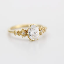 Load image into Gallery viewer, Baroque Oval Real Moissanite Ring with Diamond Accents Vintage Engagement Ring
