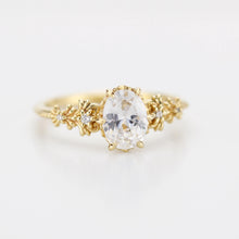 Load image into Gallery viewer, Baroque Oval Real Moissanite Ring with Diamond Accents Vintage Engagement Ring