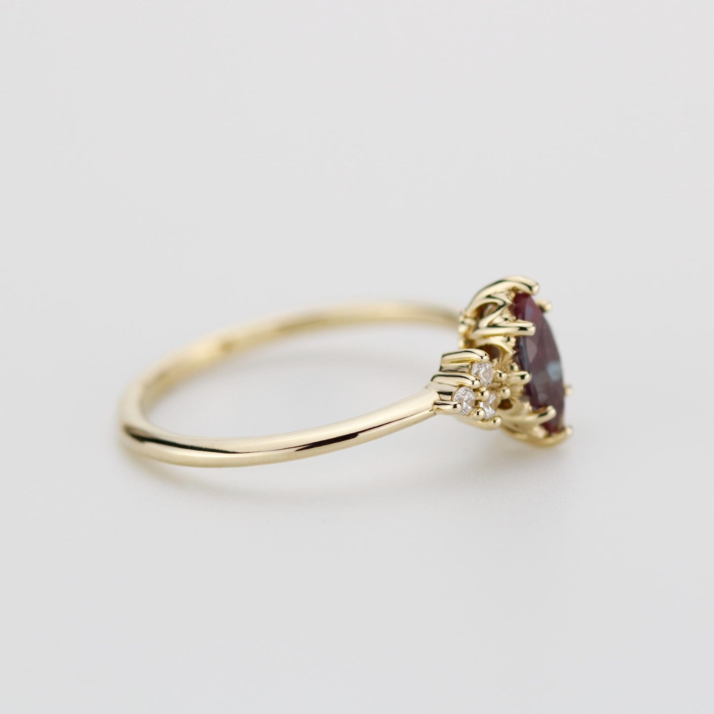 Marquise Lab Alexandrite Alexandrite and Diamond Engagement Ring in 18k Solid Gold