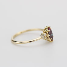 Load image into Gallery viewer, Marquise Lab Alexandrite Alexandrite and Diamond Engagement Ring in 18k Solid Gold