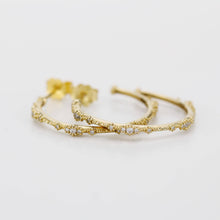 Load image into Gallery viewer, 18K Solid Gold Diamond Hoop Earrings: Beaded Fine Jewelry