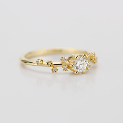 Star Inspired engagement ring, Big Dipper Celestial Engagement Ring, 18K Gold Ring with Natural Diamond, Ursa Major Constellation Design,