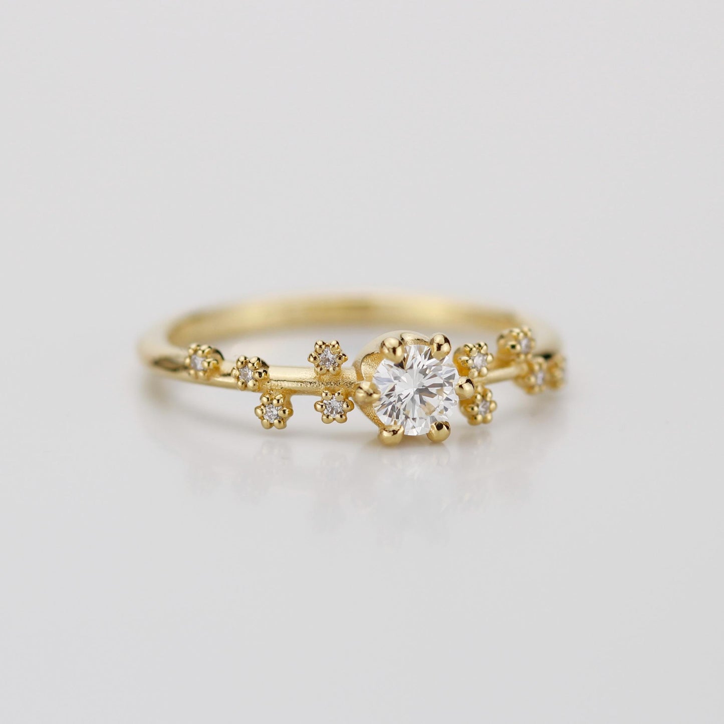 Star Inspired engagement ring, Big Dipper Celestial Engagement Ring, 18K Gold Ring with Natural Diamond, Ursa Major Constellation Design,