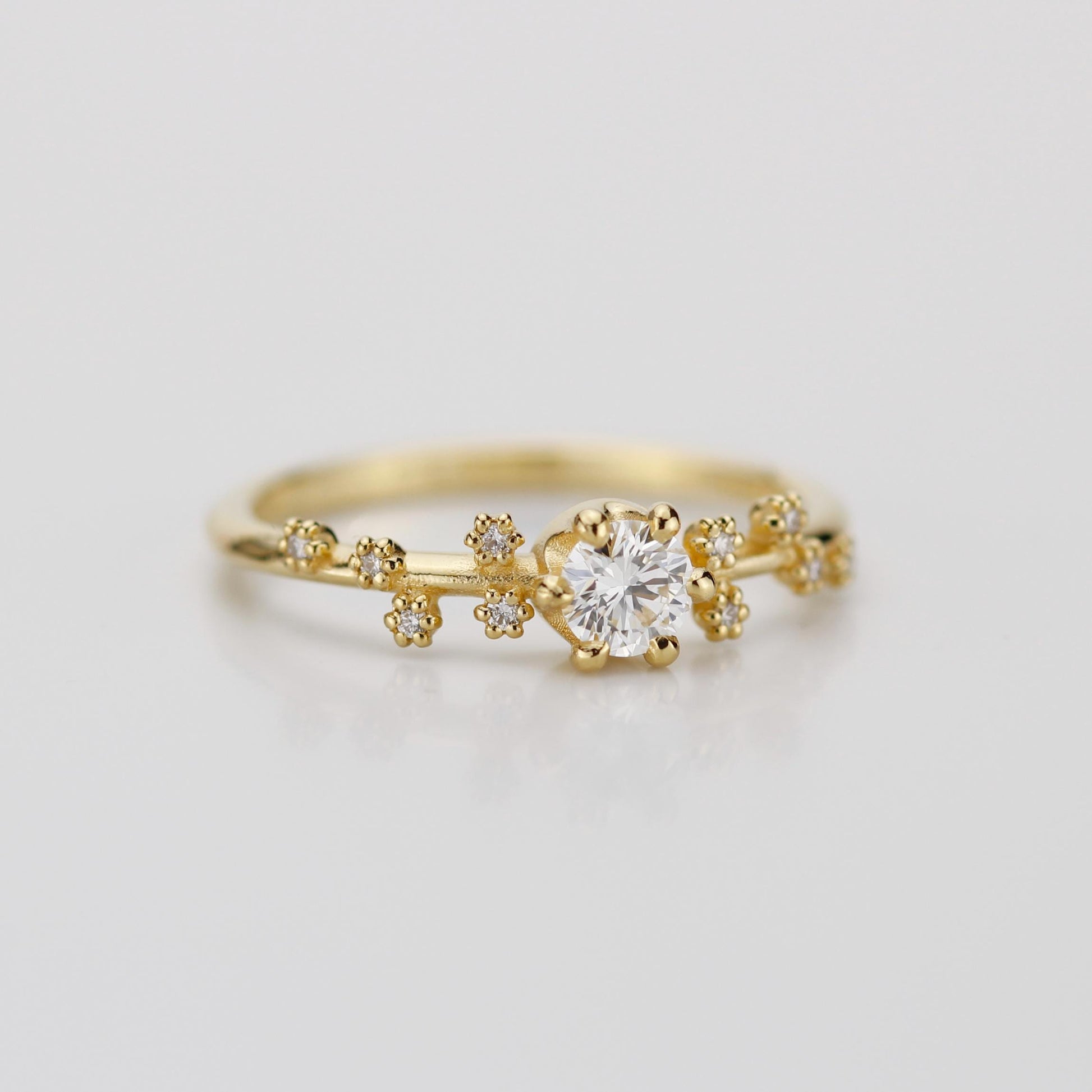 Star Inspired engagement ring, Big Dipper Celestial Engagement Ring, 18K Gold Ring with Natural Diamond, Ursa Major Constellation Design,