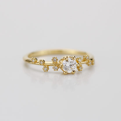 Star Inspired engagement ring, Big Dipper Celestial Engagement Ring, 18K Gold Ring with Natural Diamond, Ursa Major Constellation Design,