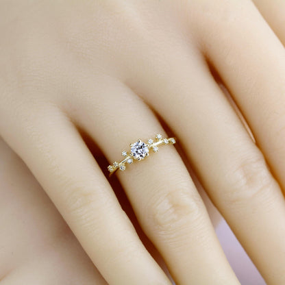 Star Inspired engagement ring, Big Dipper Celestial Engagement Ring, 18K Gold Ring with Natural Diamond, Ursa Major Constellation Design,