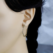 Load image into Gallery viewer, 18K Solid Gold Diamond Hoop Earrings: Beaded Fine Jewelry