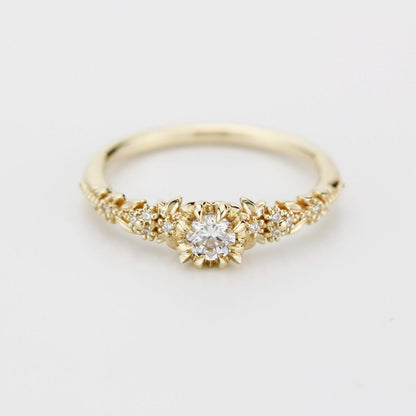 Awen Ring - 18k Gold Floral Engagement Ring (0.25ct)
