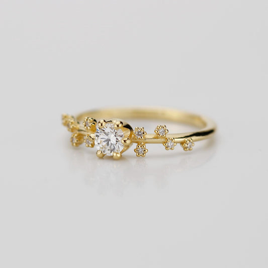 Star Inspired engagement ring, Big Dipper Celestial Engagement Ring, 18K Gold Ring with Natural Diamond, Ursa Major Constellation Design,