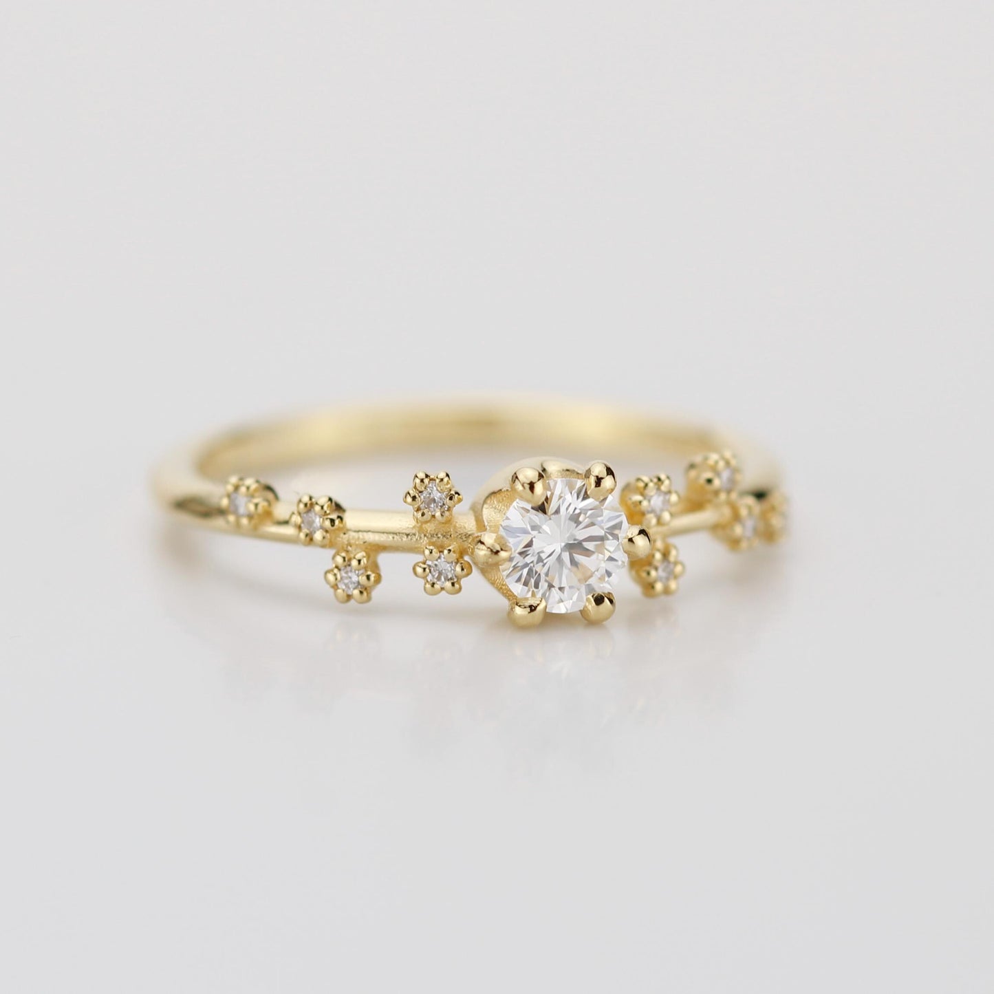 Star Inspired engagement ring, Big Dipper Celestial Engagement Ring, 18K Gold Ring with Natural Diamond, Ursa Major Constellation Design,