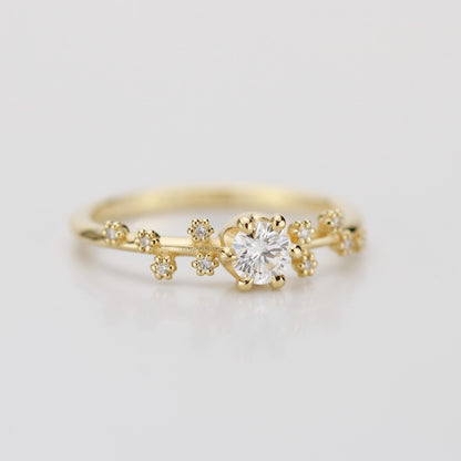 Star Inspired engagement ring, Big Dipper Celestial Engagement Ring, 18K Gold Ring with Natural Diamond, Ursa Major Constellation Design,